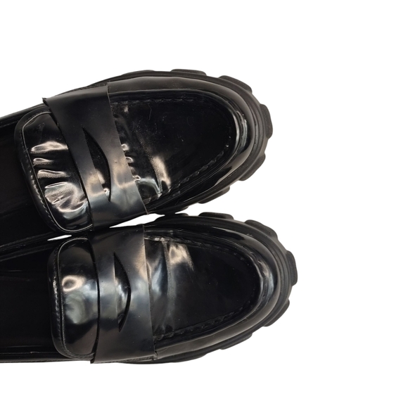 BAR III Women's Black Faux Leather Platform Slip-On Penny Loafers Size 9M - Picture 5 of 9